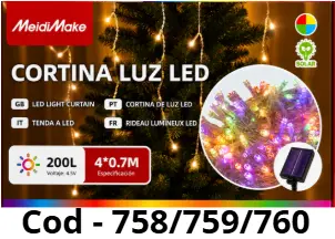 CORTINA LUZ NAVIDEÑA 200L (4x0.7mts)