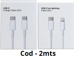 [2mts] CABLES DE CARGA IPHONE/TIPO C - 2mts